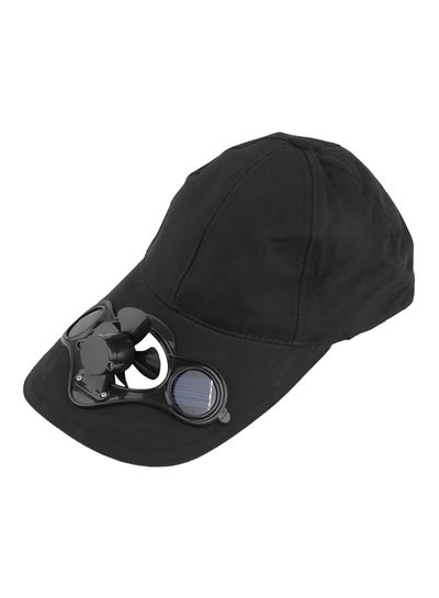 Buy Sport Outdoor Cap With Solar Sun Power Cool Fan For Cycling Black in UAE