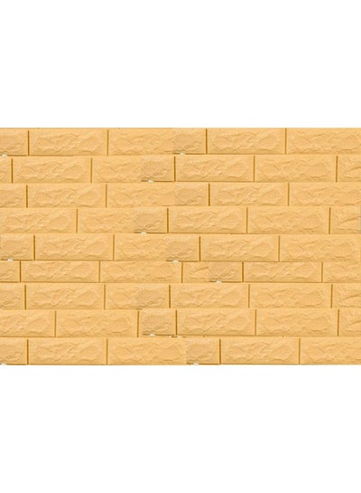 Buy 3D Embossed Brick Stone Wall Sticker Yellow 70x77cm in Saudi Arabia