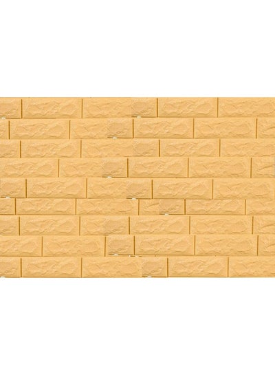 Buy 3D Embossed Brick Stone Wall Sticker Yellow 70x77cm in UAE