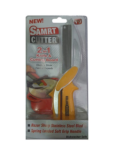 Buy New Smart Cutter 2 in 1 Knife And Cutting Board Clear/Orange Standard in Saudi Arabia