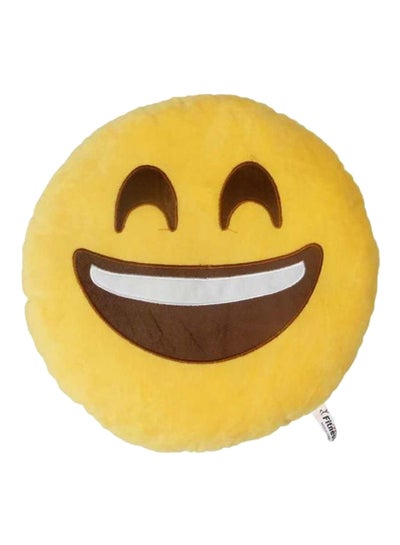 Buy Smiley Emoticon Cushion cotton Yellow/Brown/White 30x20cm in Saudi Arabia