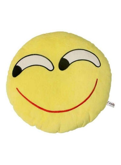 Buy Smiley Emoticon Cushion cotton Yellow/White/Red in Saudi Arabia