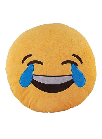 Buy Smiley Emoticon Cushion Cotton Yellow/Brown/Blue in UAE