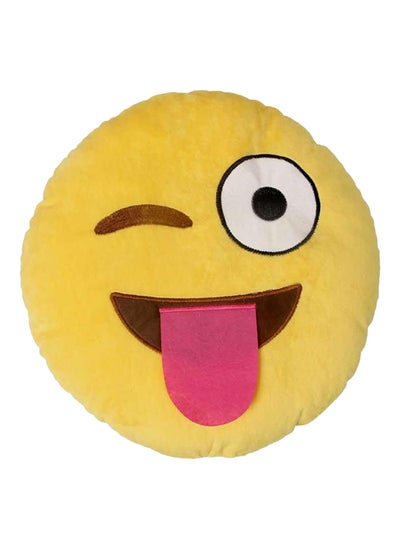 Buy Cotton Smiley Emoticon Cushion cotton Yellow/Brown/Pink in UAE