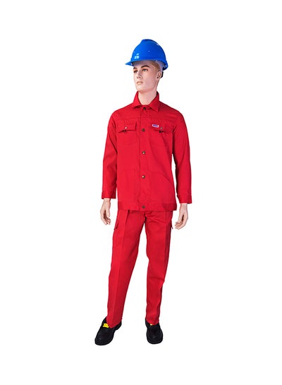 Buy Safety Pants And Shirt Set Red 2XL in UAE