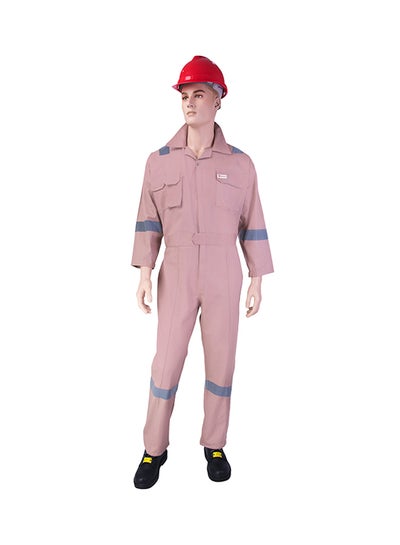 Buy Comfort Safety Coverall With 6 Reflective Tapes Khaki Large in UAE