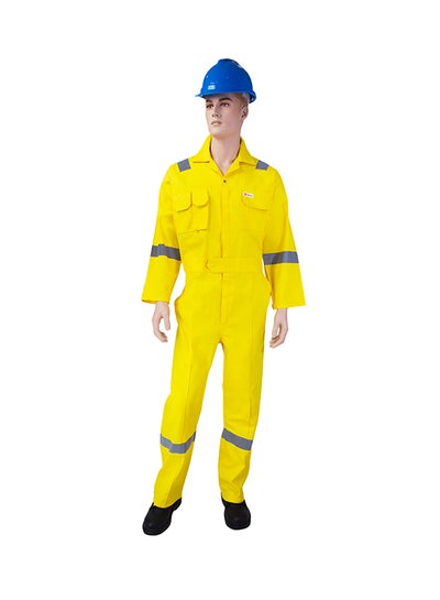 Buy Comfort Safety Coverall With 6 Reflective Tapes Yellow 3XL in UAE