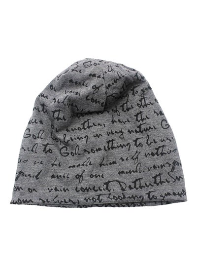 Buy Printed Slouch Beanie Black/Dark Grey in UAE