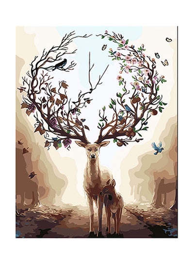 6-Piece Deer Theme Oil Painting Canvas Set Multicolour price in