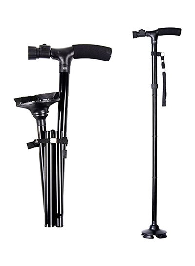 Buy Adjustable Walking Stick With LED Light Black 28centimeter in UAE