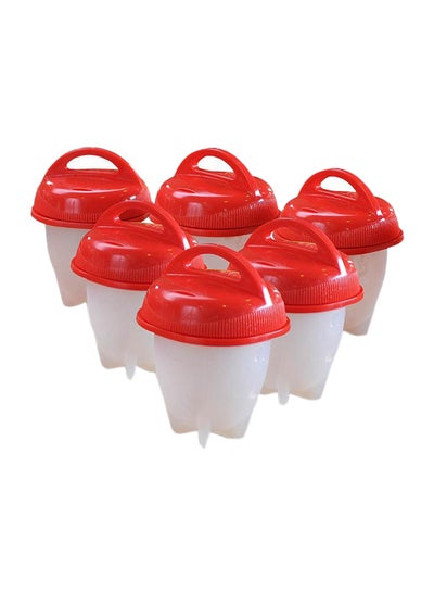 Buy 6-Piece Silicone Egg Cooker Red/White in Saudi Arabia