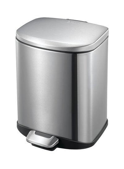 Buy Della Stainless Steel Waste Bin With Soft Lid Silver 12Liters in UAE