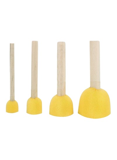 Buy 4-Piece Sponge Paint Brush Yellow/Beige in UAE