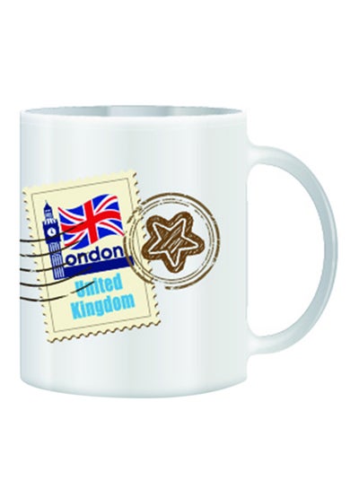 Buy London Post Mark Design With Stamp Theme Mug White/Blue/Red in UAE