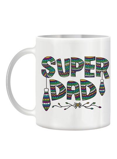 Buy Funny Text With Super Dad Mug White/Green/Purple in UAE