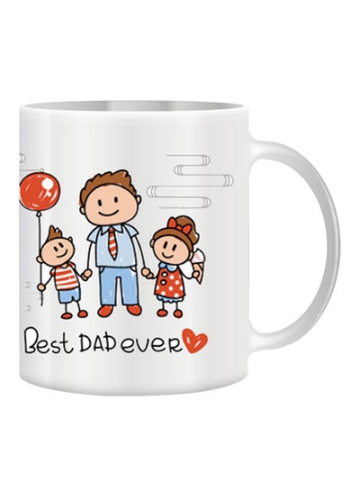 اشتري مج بطبعة شخصية كرتونية مع عبارة "Best Dad" أبيض\بيج\أحمر في مصر