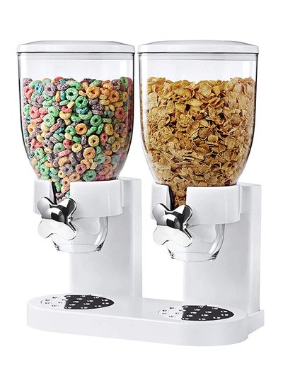 Buy Dual Cereal Dispenser White/Clear/Silver in Saudi Arabia