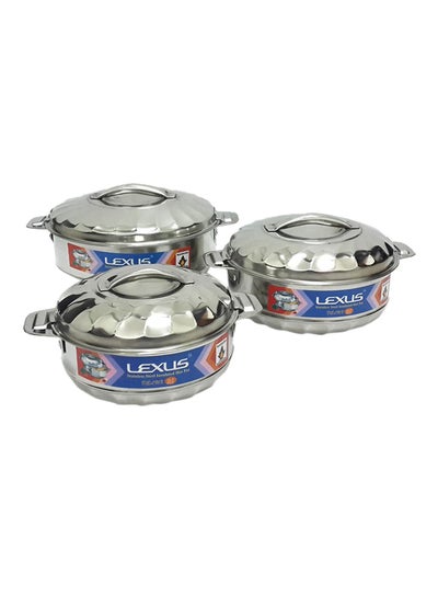 Buy 3-Piece Stainless Steel Hotpot Set Silver in UAE