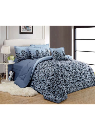 Buy 4-Piece Comforter Set Microfiber Blue/Black Single in Saudi Arabia