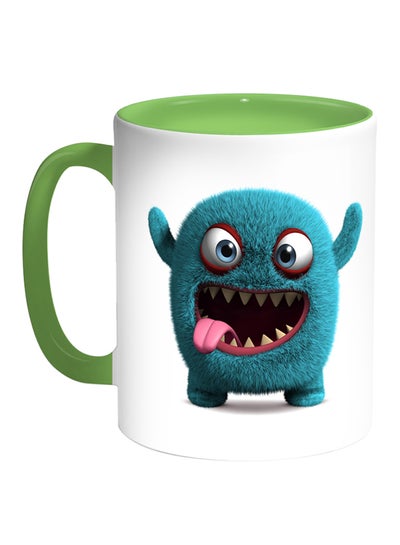 Buy Colourful Monster Printed Coffee Mug White/Green in Egypt