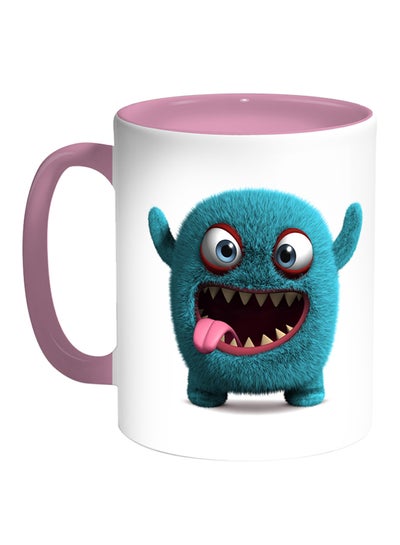 Buy Colourful Monster Printed Coffee Mug White/Pink in Saudi Arabia