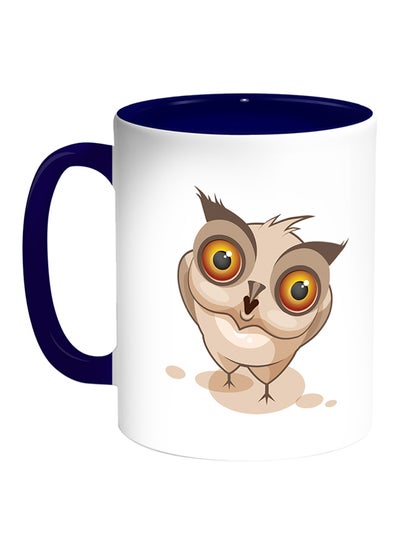 Buy Owl Printed Coffee Mug White/Blue in UAE