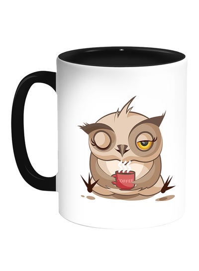 Buy Owl Printed Coffee Mug White/Black in UAE