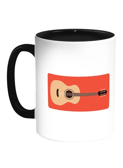 Buy Classic Guitar Printed Coffee Mug White/Black in Egypt