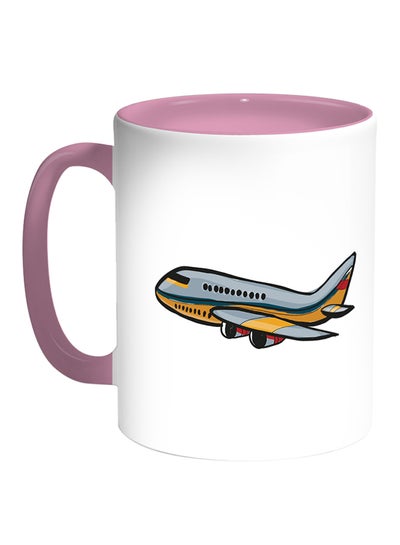 Buy Plane Printed Coffee Mug White/Pink in Egypt