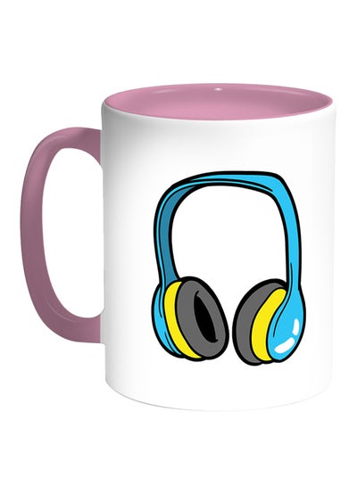 Buy Headphone Printed Coffee Mug White/Pink in Egypt