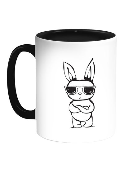 Buy Cartoon Drawings - Rabbits Printed Coffee Mug White/Black in Egypt