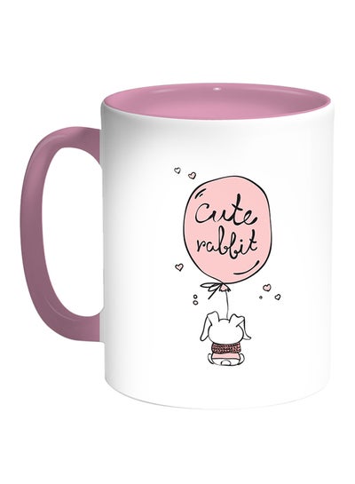 اشتري Cartoon Drawings - Rabbits Printed Coffee Mug White/Pink 11ounce في مصر