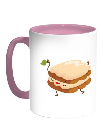 Buy Food - Cake Printed Coffee Mug White/Pink in Egypt