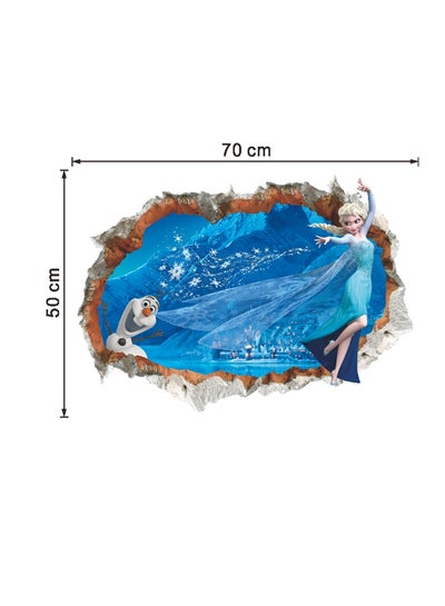 Buy Queen Elsa Frozen 3D Wall Sticker Blue 50x70centimeter in UAE