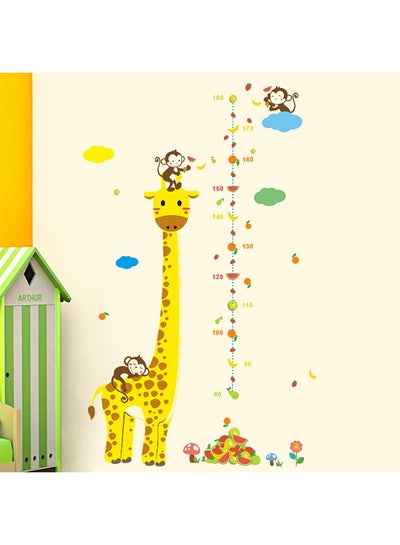 Buy Giraffe Height Measurement Wall Sticker Yellow/Brown 50x70centimeter in UAE