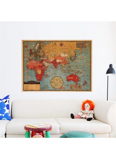 Buy Polyvinyl Chloride Retro World Map Wall Sticker Multicolour 50x70centimeter in UAE