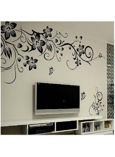 Buy Flower Decorative Wall Sticker Black 80x100centimeter in UAE