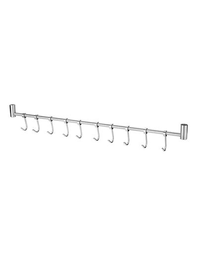 Buy 10-Hook Wall-mounted Hanger Silver 580x18x40mm in Saudi Arabia