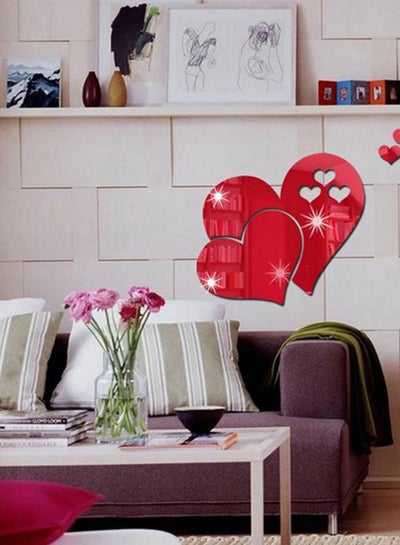 Buy 3D Stereoscopic Heart-Shaped Wall Sticker Red 20 x 17 centimeter in UAE