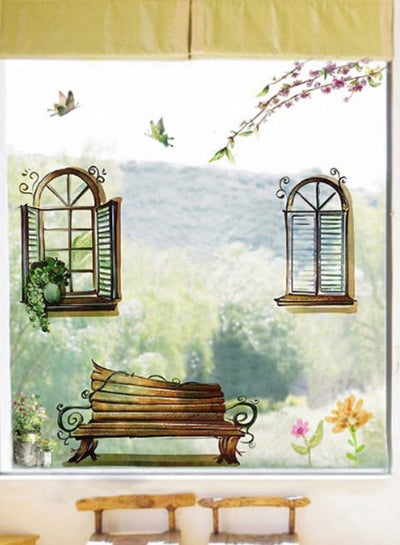 Buy Fake Window Wall Sticker Multicolour 90 x 60cm in Saudi Arabia