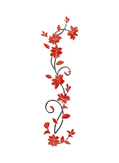 Buy 3D Acrylic Rose Flower Porch Corridor Wall Sticker Red/Black 25.4x80cm in Saudi Arabia