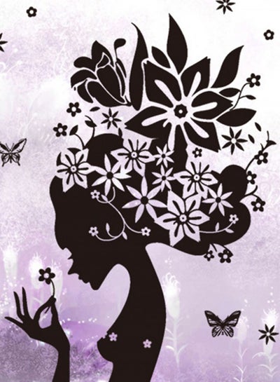 Buy Butterfly Beauty Figure Silhouette Waterproof Wall Sticker Black 70 x 50cm in UAE