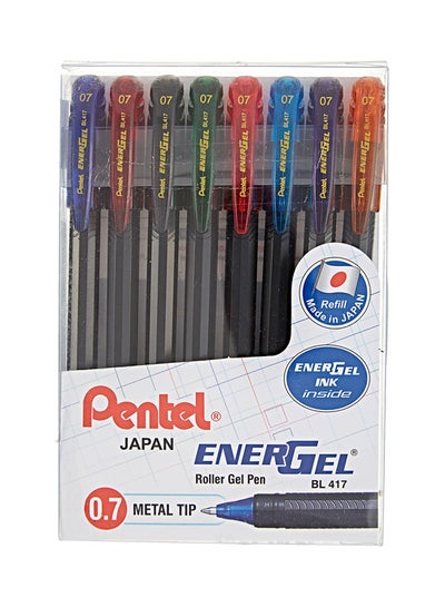 Buy 8-Piece Japan Energel Roller Gel Pen Black in UAE