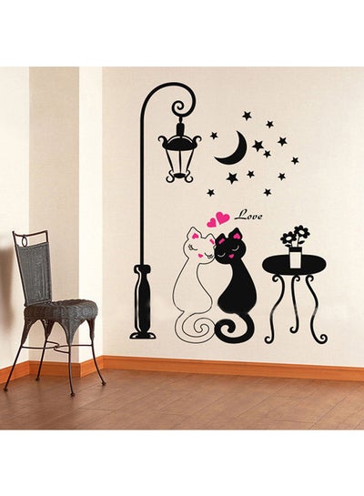 اشتري ملصق جداري لديكور المنزل بتصميم فني على شكل قطة لطيفة أسود 60x33سم في مصر