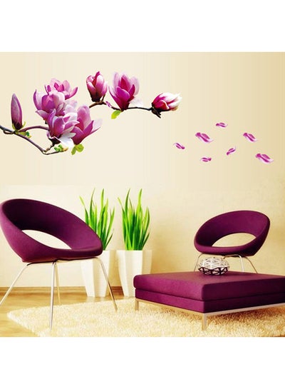 Buy Beautiful Mangnolia Flowers Removable Wall Sticker Multicolor in Saudi Arabia