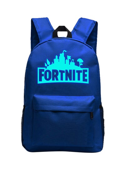 Buy Zipper Closure Printed Nylon Backpack Blue in Saudi Arabia