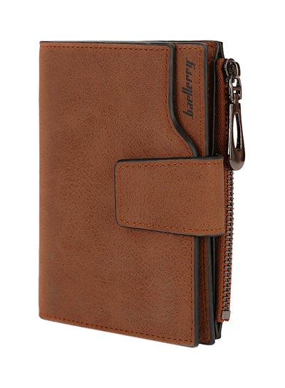 Buy Multifunction Frosted Zipper Closure Wallet Brown in Saudi Arabia