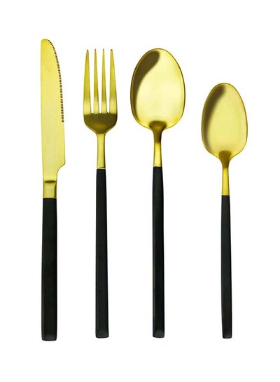 Buy 4-Piece Cutlery Set Gold/Black 2x4x23centimeter in Saudi Arabia