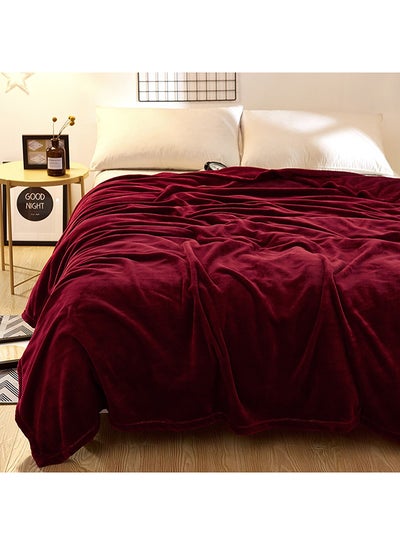 Buy Premium Quality Long Lasting Super Soft Easy Care Foldable Light Weight Washable Fluffier King Size Bed Blanket Microfiber Maroon 200x220cm in UAE