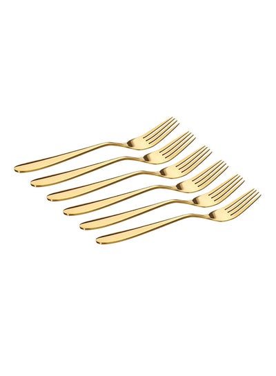 Buy 6-Piece Stainless Steel Fork Set Gold 2x4x22centimeter in UAE